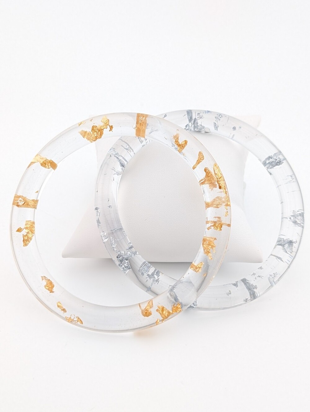 Handmade Gold & Silver Flake Resin Bangles - Unique Artisan Jewelry - Bracelets